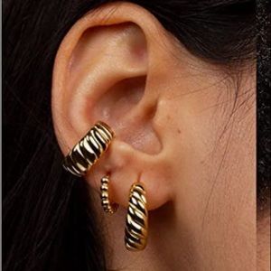 Gold Plated Chunky Hoops 14k